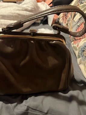 Vintage Classic Brown Frame-Top Women's Handbag